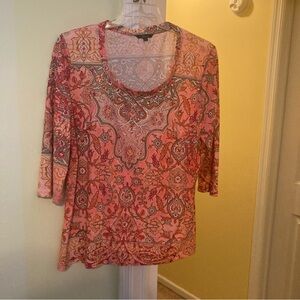 Kiara Shirt Womens XXL Pink/red Multi Color Embellished